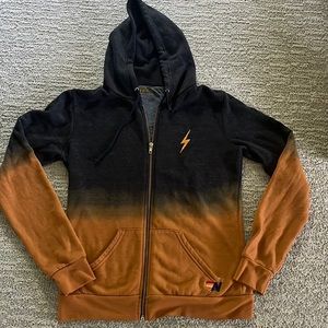 Aviator embroidered bolt zip hoodie